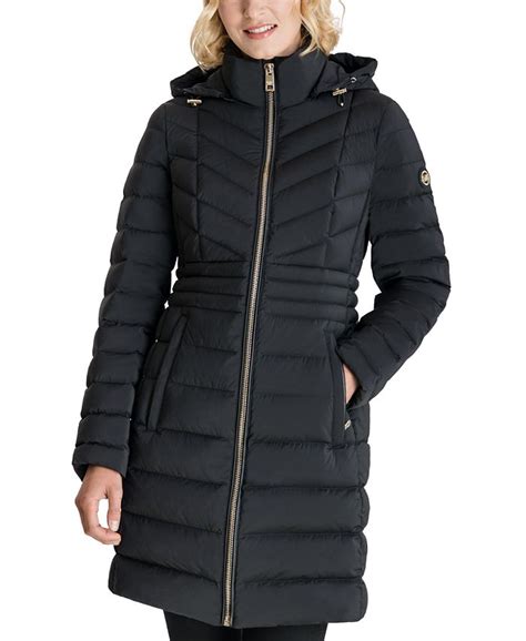 michael michael kors packable water resistant chevron body puffer coat|Michael Kors packable down fill.